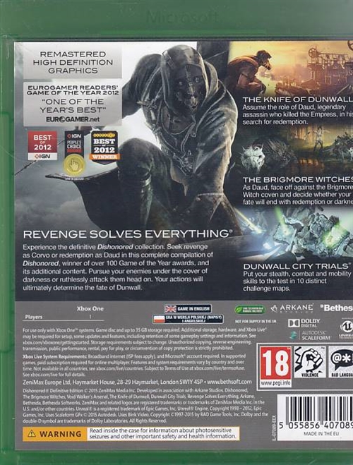 Dishonored Definitive Edition - XBOX One (B Grade) (Genbrug)
